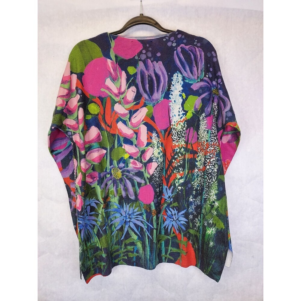 Claire Desjardins Tunic Top Women's M V-Neck Floral Abstract Garden Artsy Boho - Picture 8 of 16
